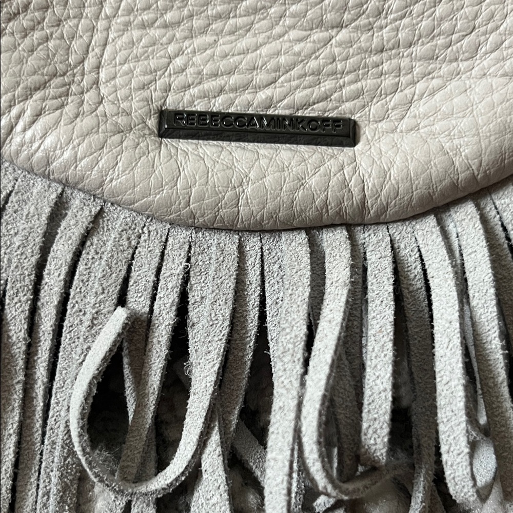 Rebecca Minkoff Light Gray Fringe Crossbody Bag - Picture 2 of 8